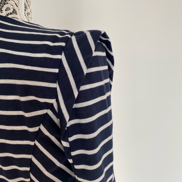 Blue and White stripes sailor stlyed women's blazer with gold buttons - Picture 2 of 4